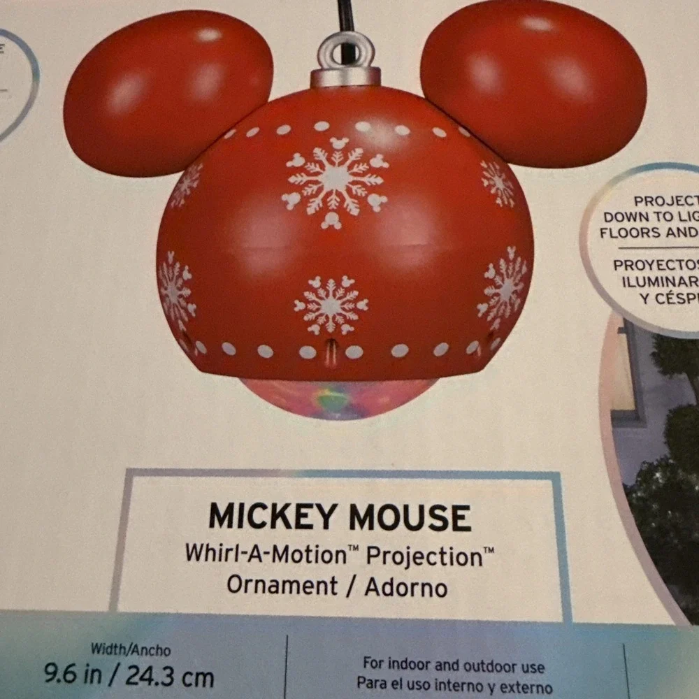Disney Magic Holiday Mickey Mouse Whirl-a-Motion Hanging Projection Ornament